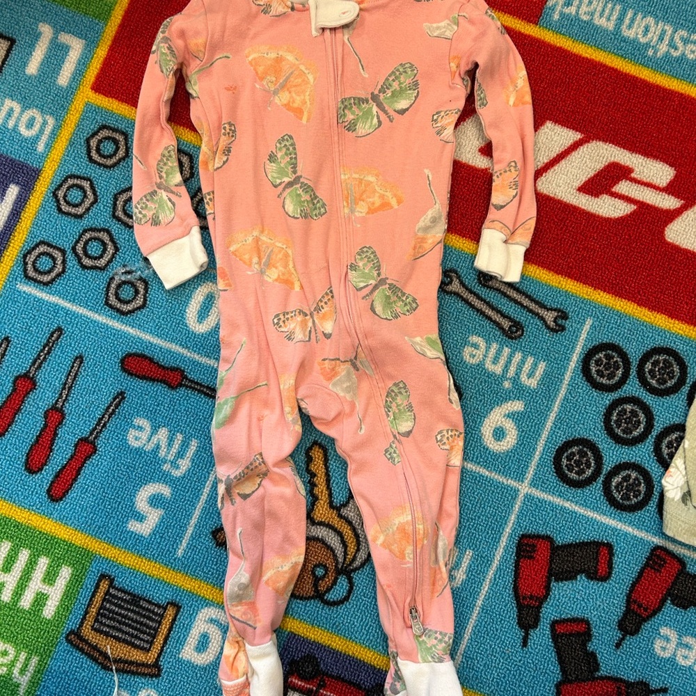 Burt's Bees Pink and Green Butterfly Footie